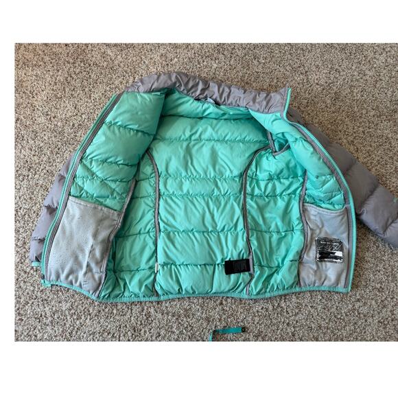 THE NORTH FACE Kids Down PUFFER COAT, SIZE 10-12, Gray & Teal - Picture 4 of 14